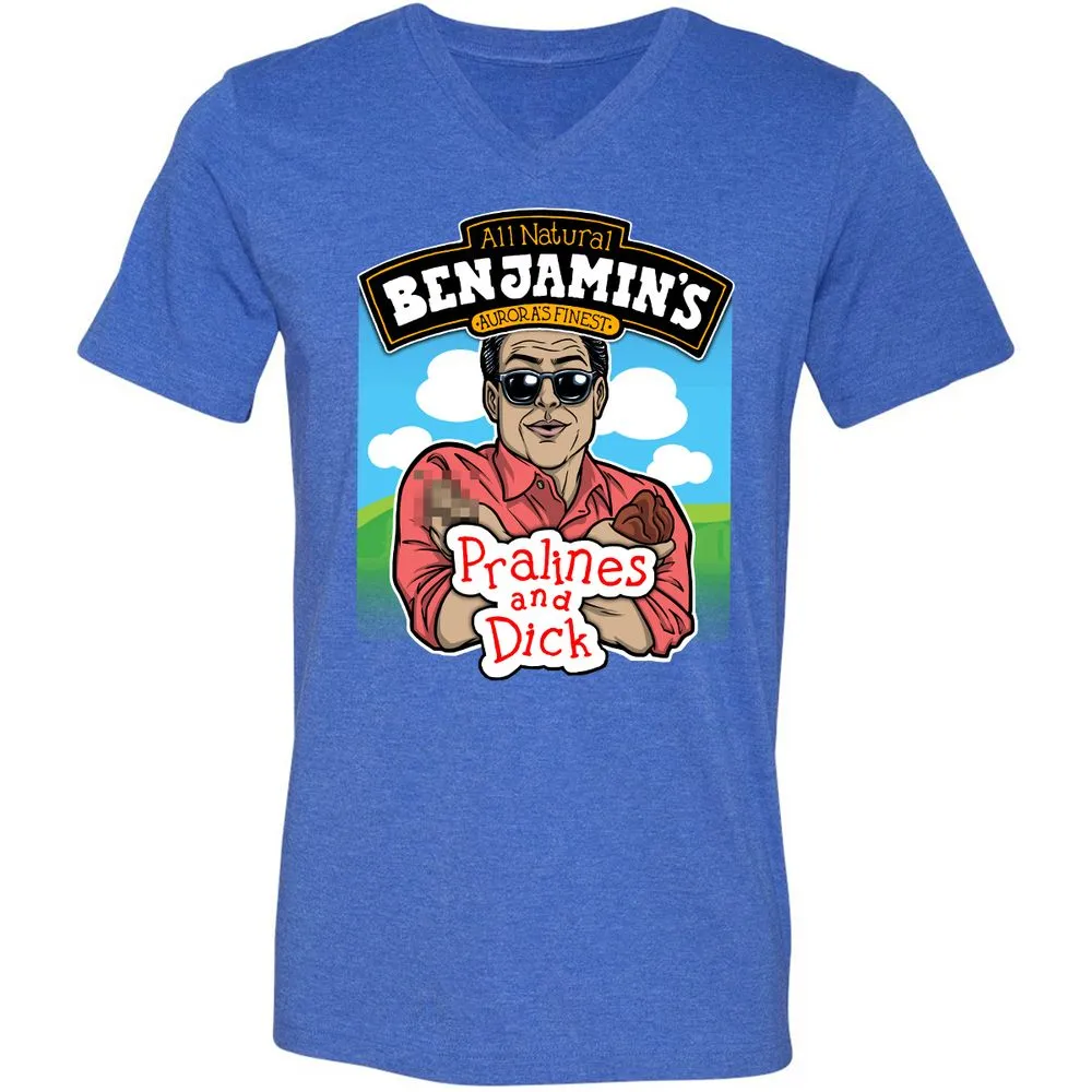 Unisex V-Neck T-Shirt - PN6APKQX - Heather True Royal - 14