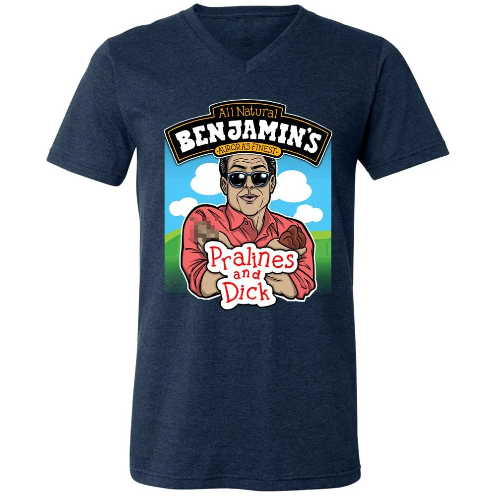 Unisex V-Neck T-Shirt - PN6APKQX - Heather Navy - 15