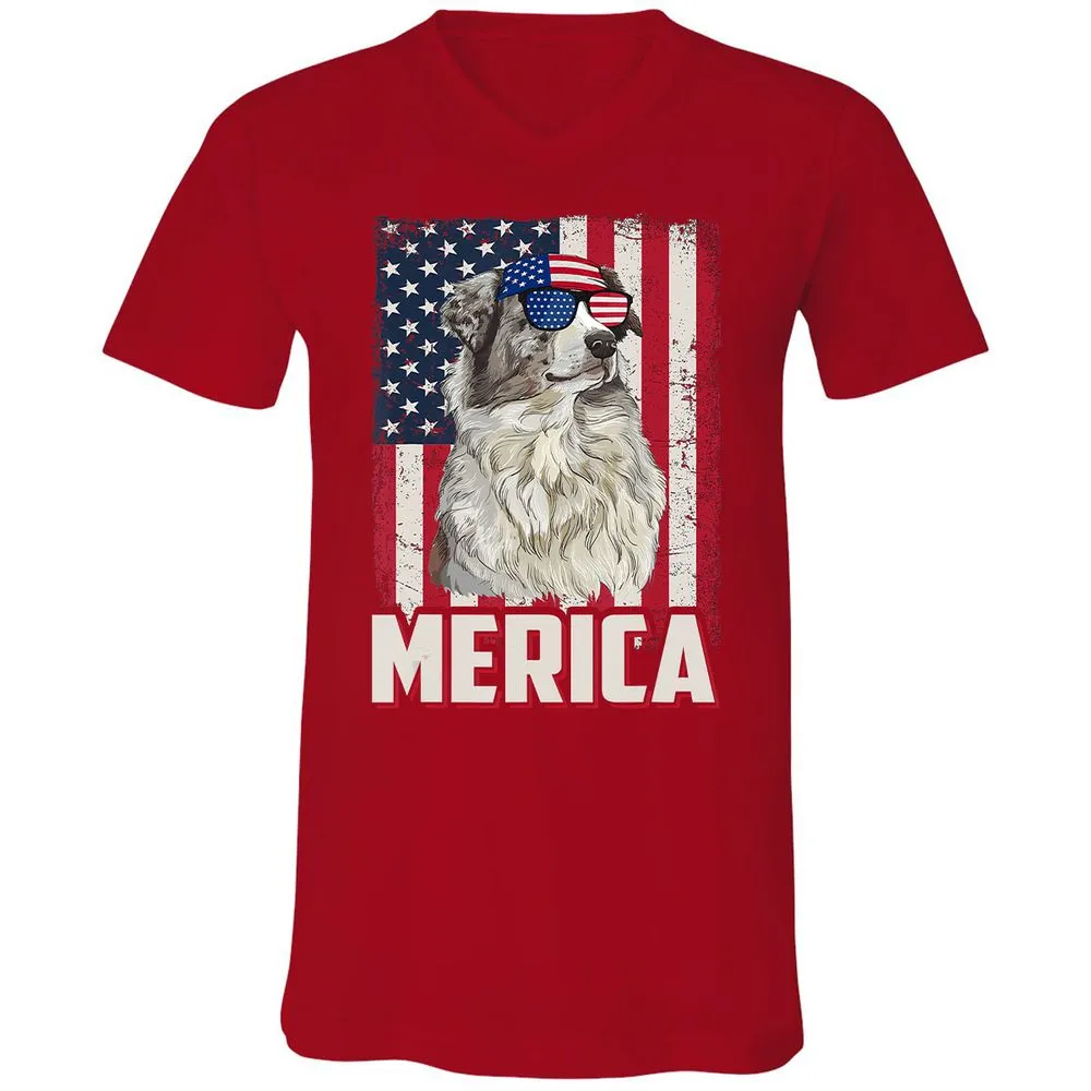 Unisex V-Neck T-Shirt - CQR7MUMW - Red - 3