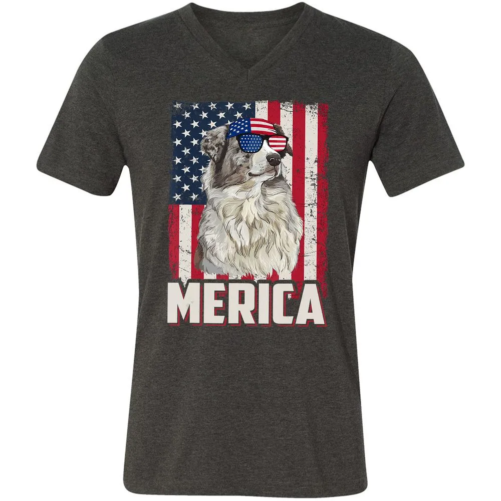 Unisex V-Neck T-Shirt - CQR7MUMW - Dark Grey Heather - 8