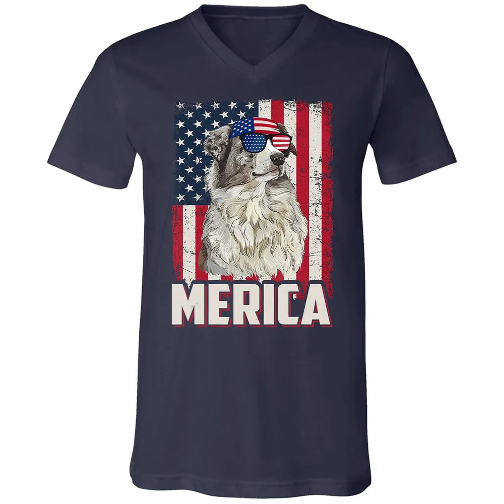 Unisex V-Neck T-Shirt - CQR7MUMW - Navy - 2