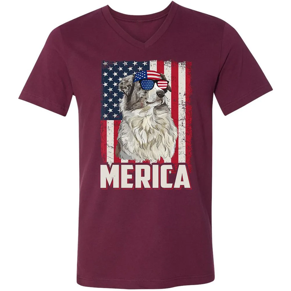 Unisex V-Neck T-Shirt - CQR7MUMW - Maroon - 6