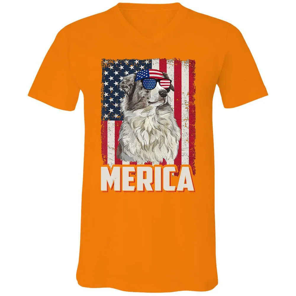 Unisex V-Neck T-Shirt - CQR7MUMW - Orange - 11
