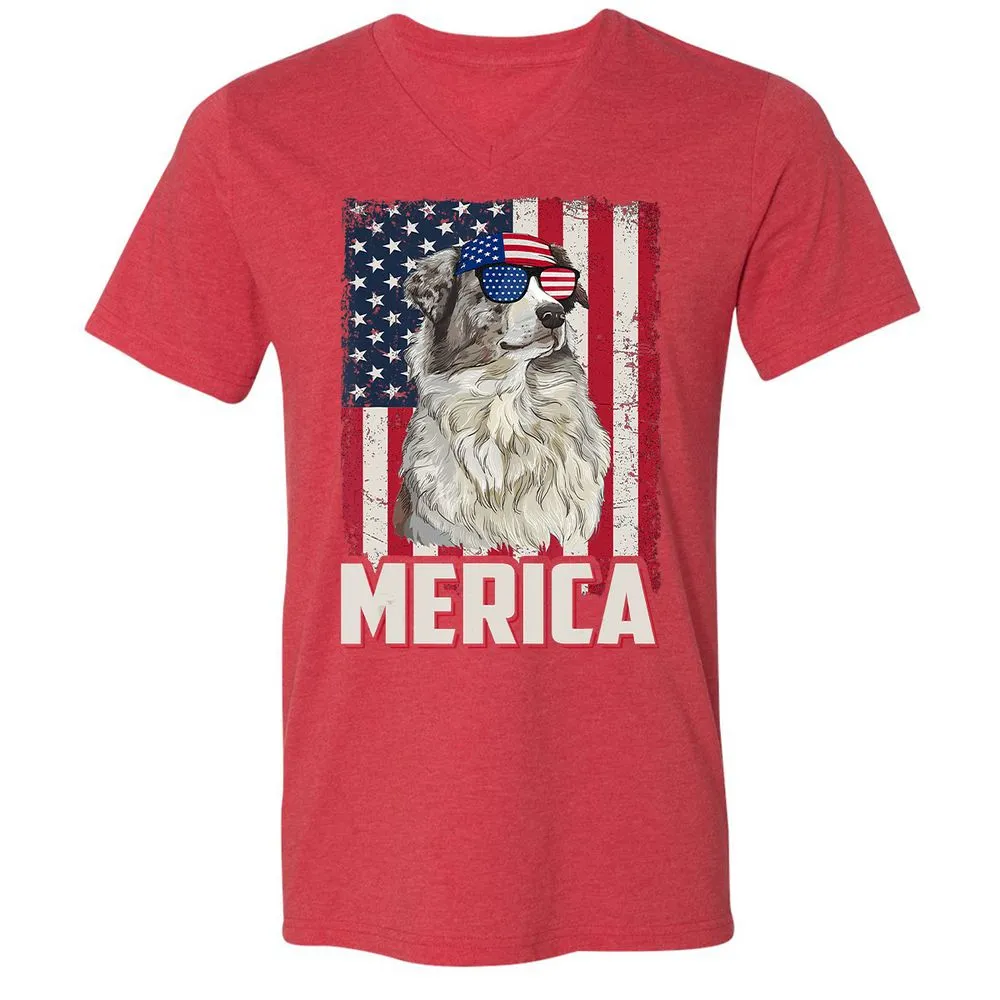 Unisex V-Neck T-Shirt - CQR7MUMW - Heather Red - 16