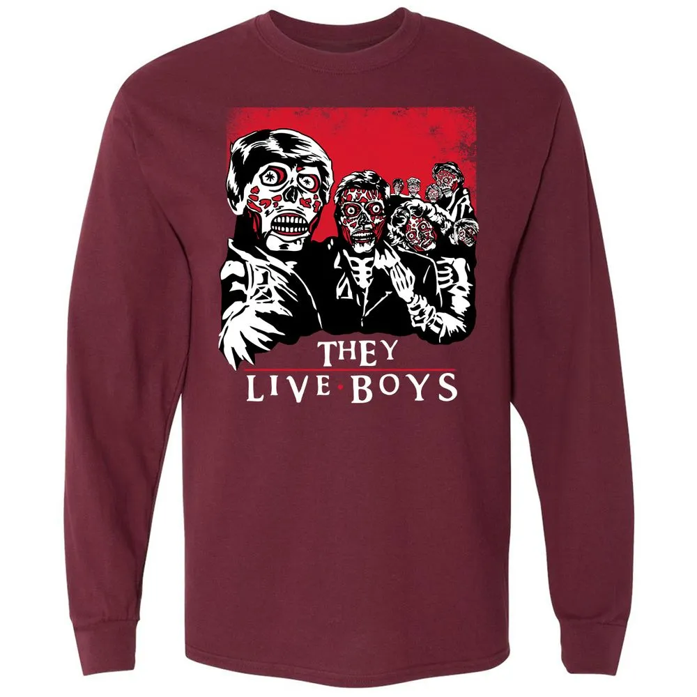 Long Sleeve T-Shirt - B63RZX96 - Maroon - 11