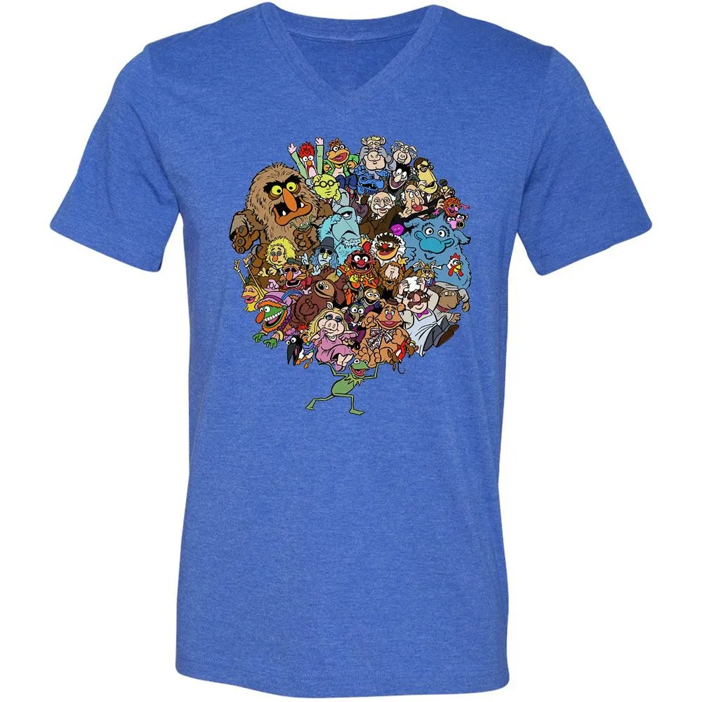 Unisex V-Neck T-Shirt - U7UZCHYK - Heather True Royal - 14