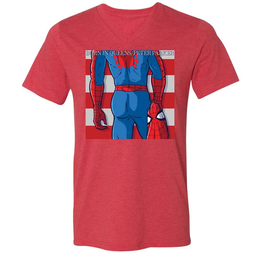 Unisex V-Neck T-Shirt - PR1H39WB - Heather Red - 16
