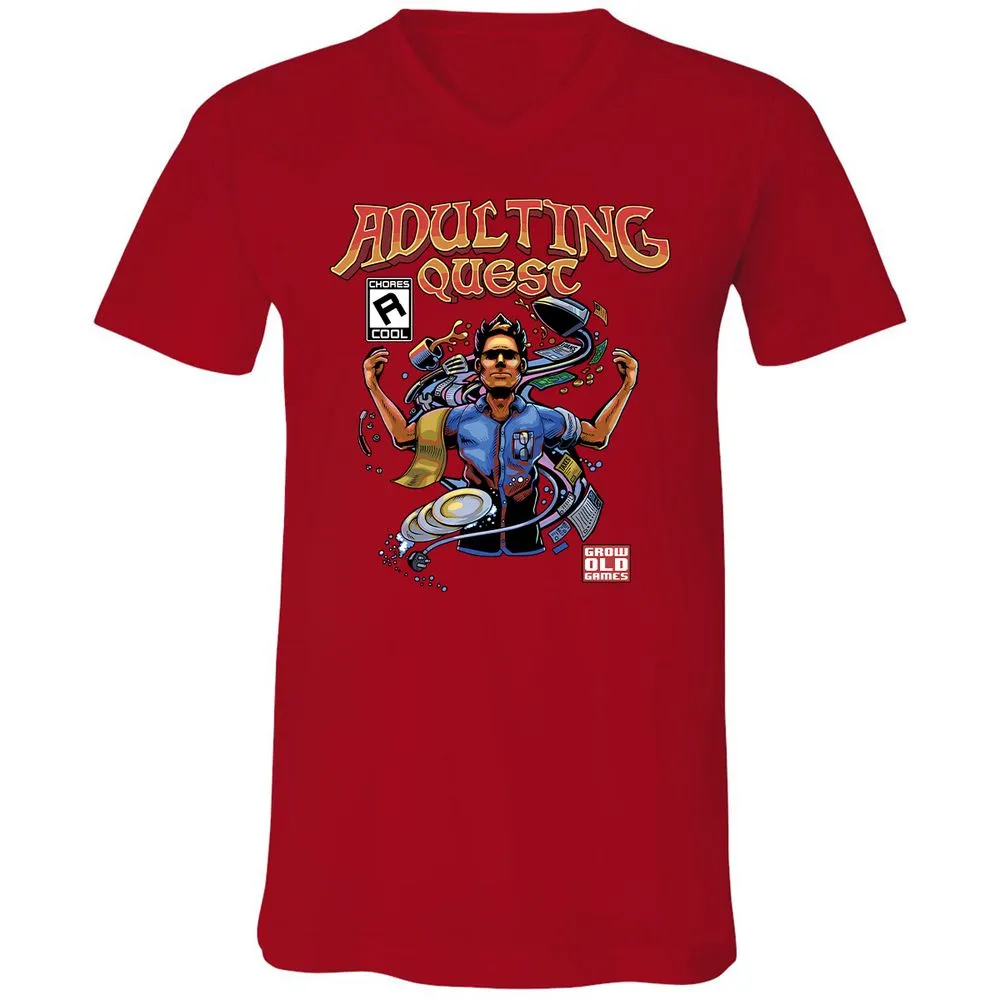 Unisex V-Neck T-Shirt - YJALKNAP - Red - 3