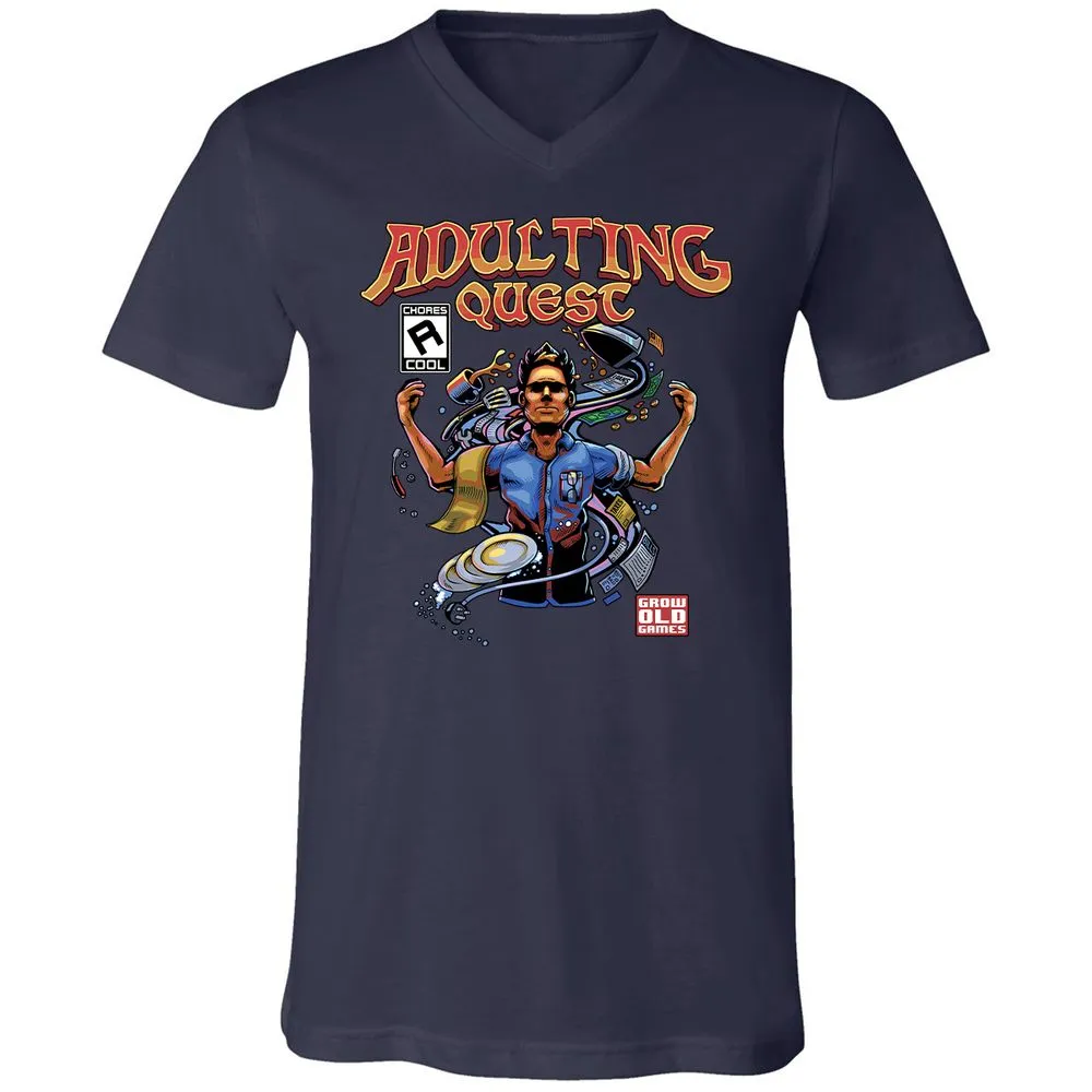 Unisex V-Neck T-Shirt - YJALKNAP - Navy - 2