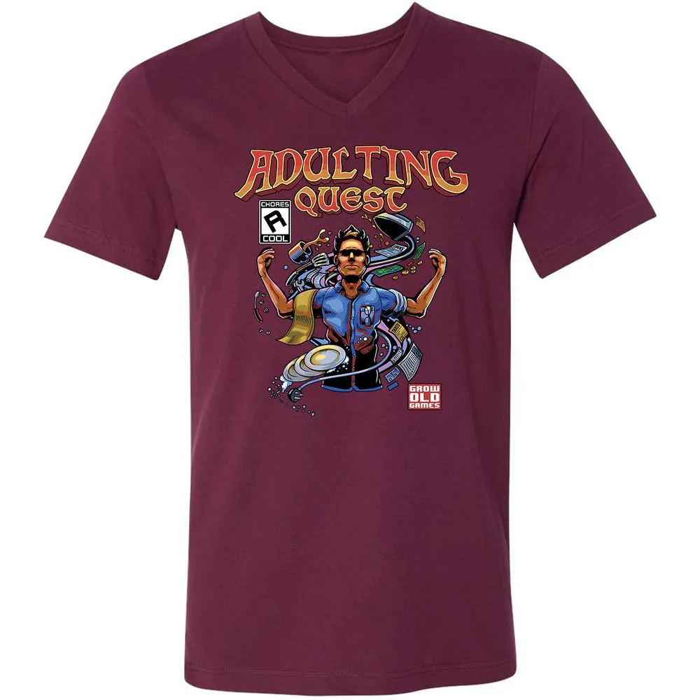 Unisex V-Neck T-Shirt - YJALKNAP - Maroon - 6