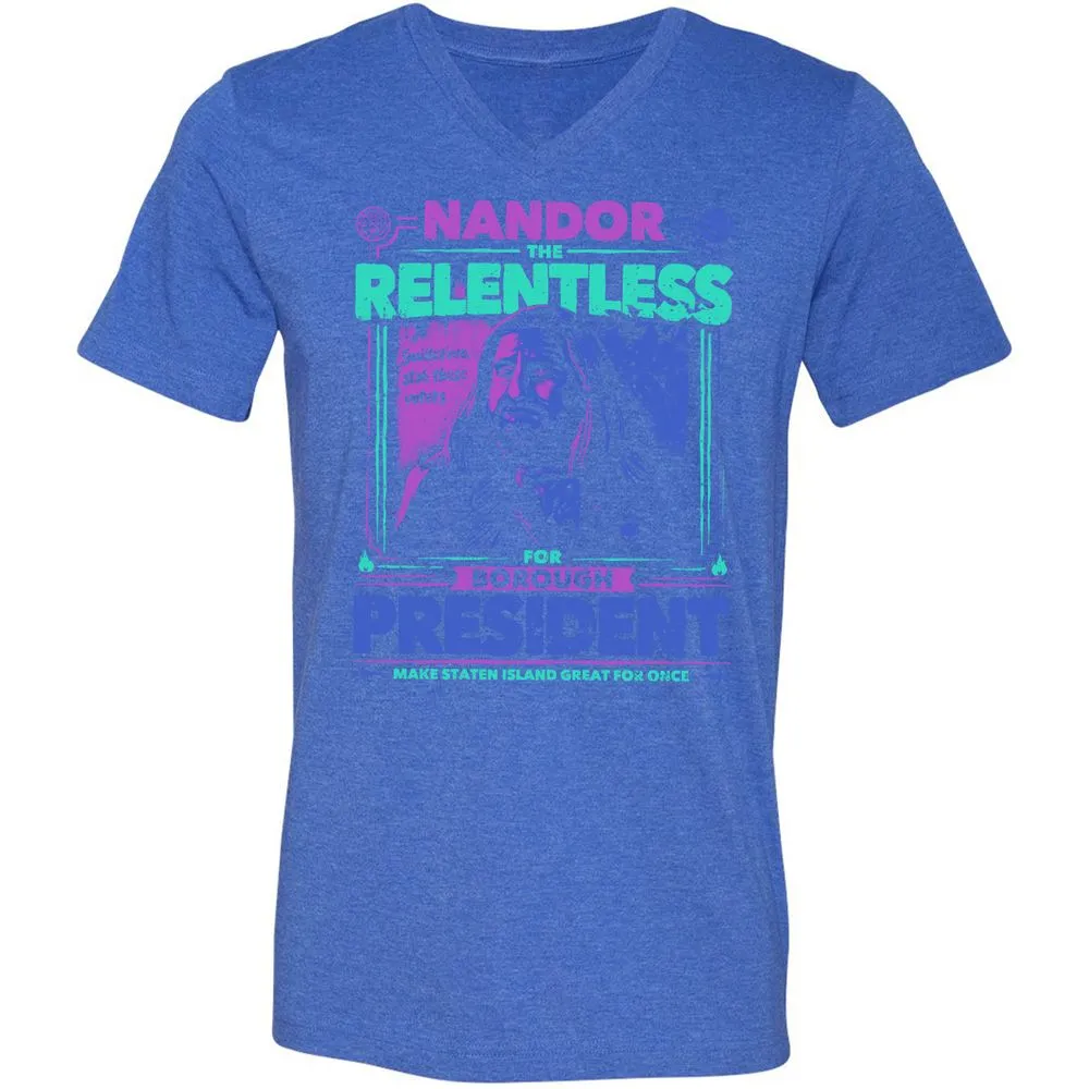 Unisex V-Neck T-Shirt - JHBWRX49 - Heather True Royal - 14