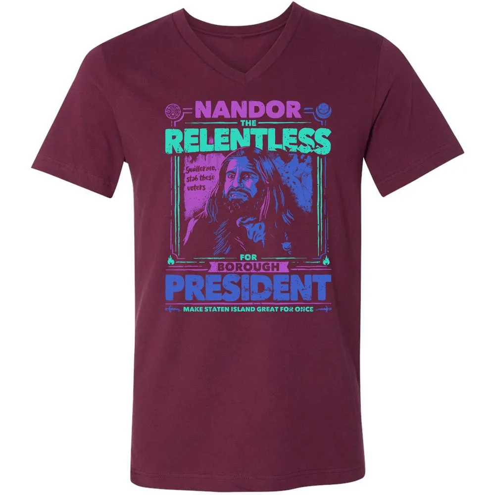 Unisex V-Neck T-Shirt - JHBWRX49 - Maroon - 6