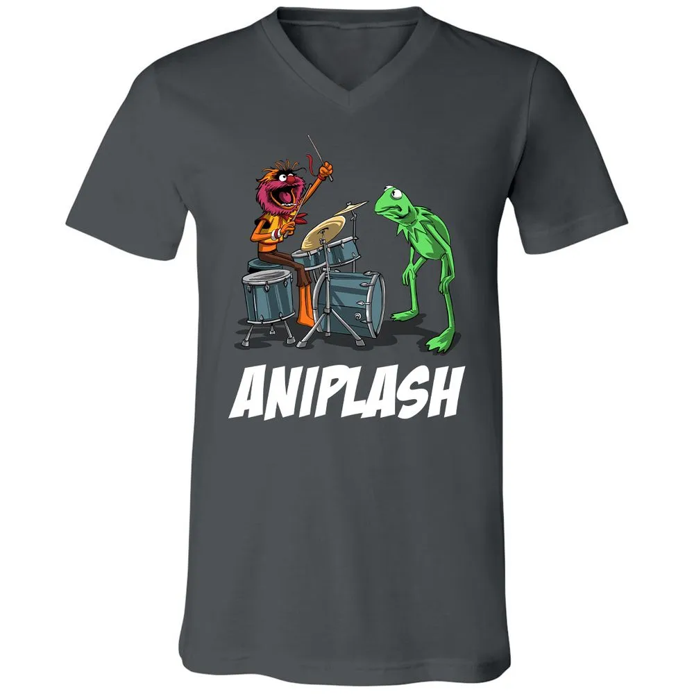 Unisex V-Neck T-Shirt - T6JSM8SV - Asphalt - 12