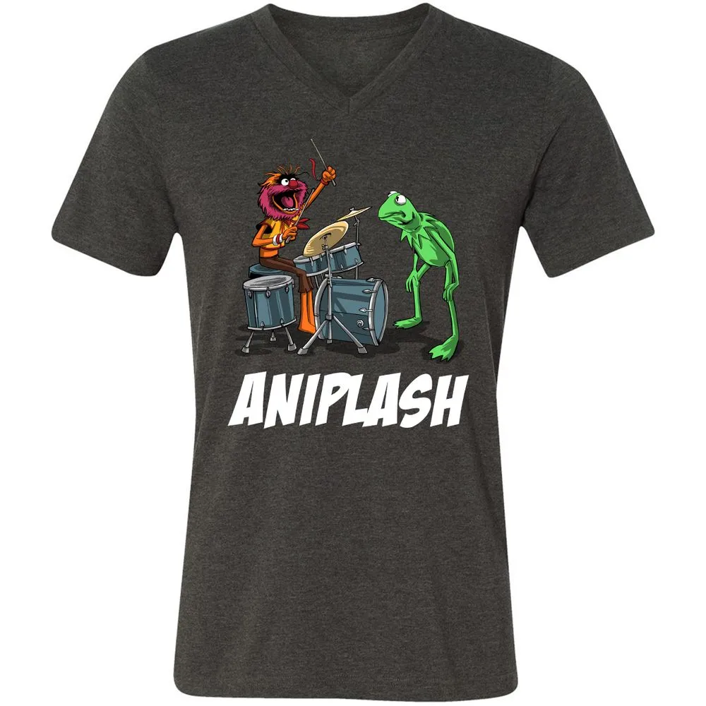 Unisex V-Neck T-Shirt - T6JSM8SV - Dark Grey Heather - 8