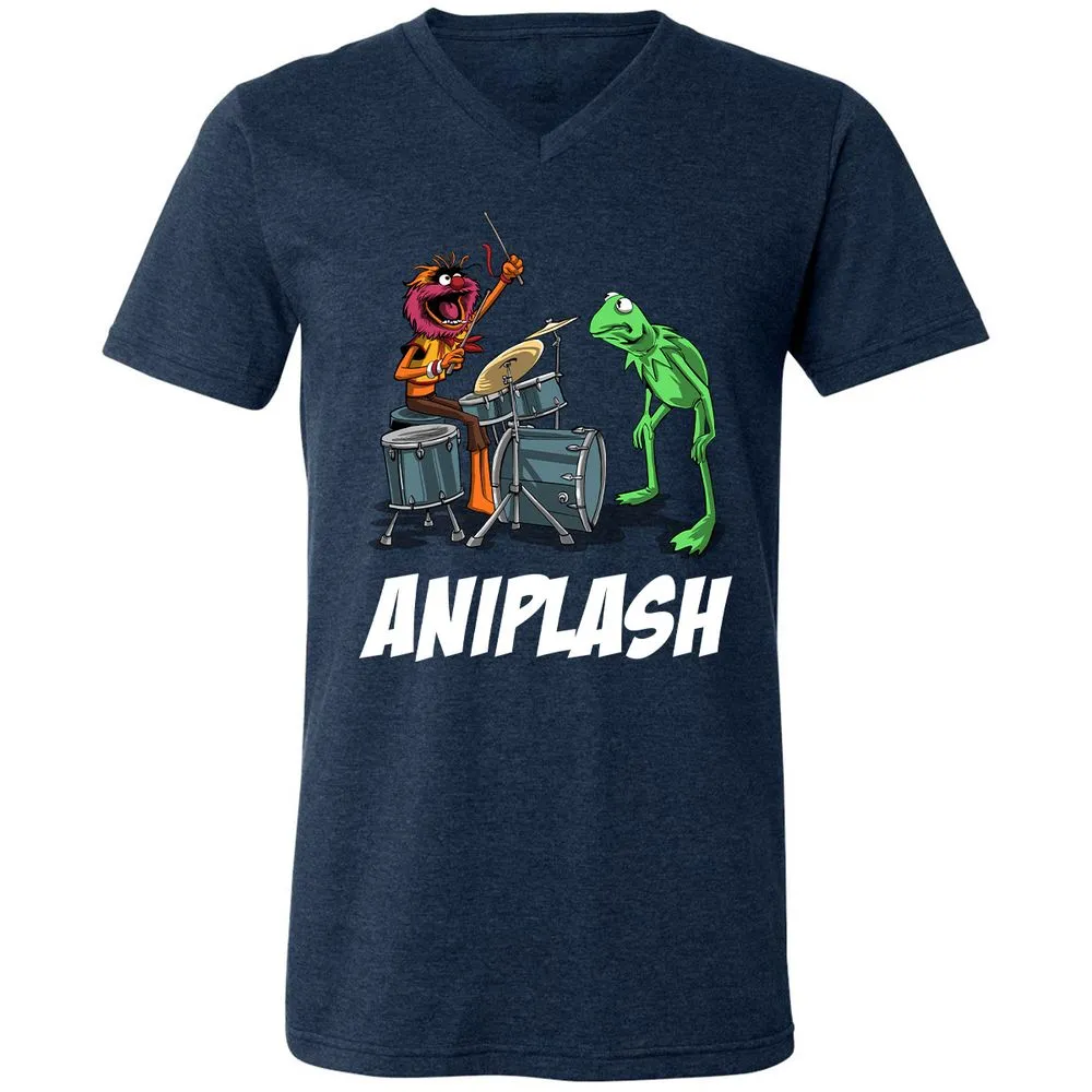 Unisex V-Neck T-Shirt - T6JSM8SV - Heather Navy - 15