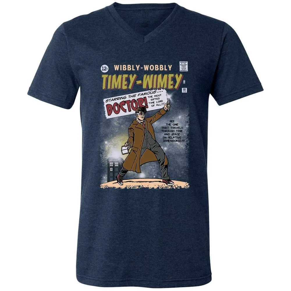 Unisex V-Neck T-Shirt - CHHZ8CYK - Heather Navy - 15