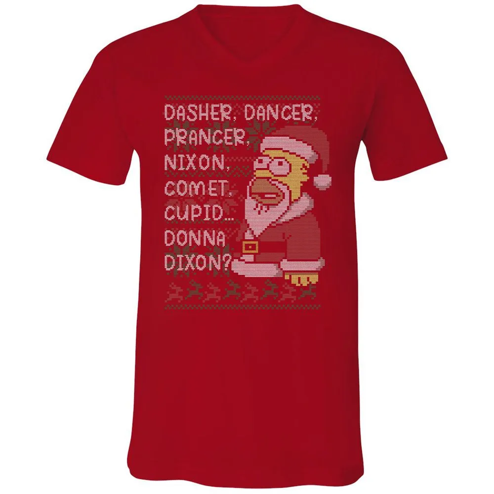 Unisex V-Neck T-Shirt - XU99ZG5J - Red - 3