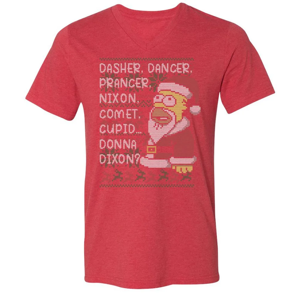 Unisex V-Neck T-Shirt - XU99ZG5J - Heather Red - 16