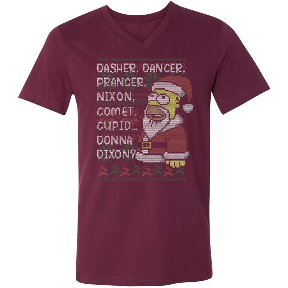 Unisex V-Neck T-Shirt - XU99ZG5J - Maroon - 6