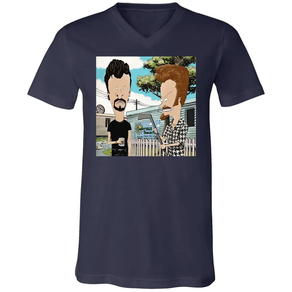Unisex V-Neck T-Shirt - RGEPDWUW - Navy - 2