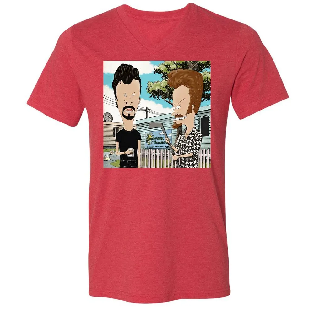 Unisex V-Neck T-Shirt - RGEPDWUW - Heather Red - 16