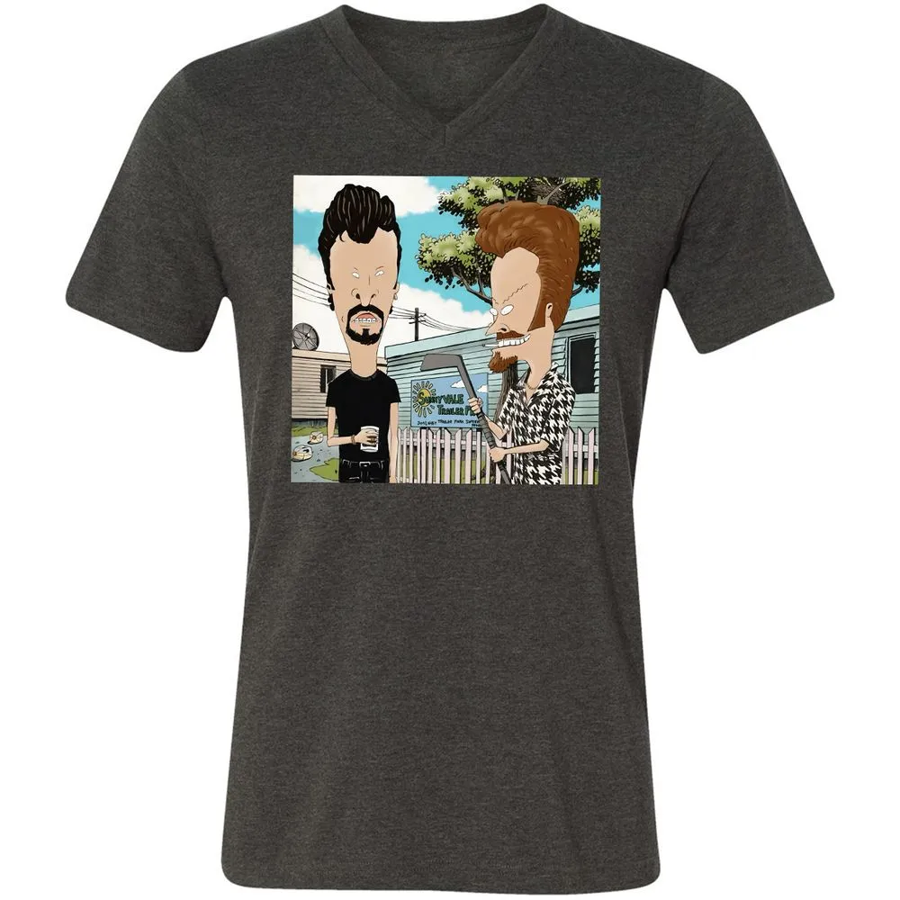 Unisex V-Neck T-Shirt - RGEPDWUW - Dark Grey Heather - 8