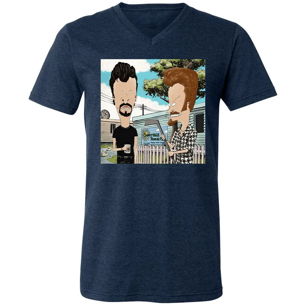 Unisex V-Neck T-Shirt - RGEPDWUW - Heather Navy - 15