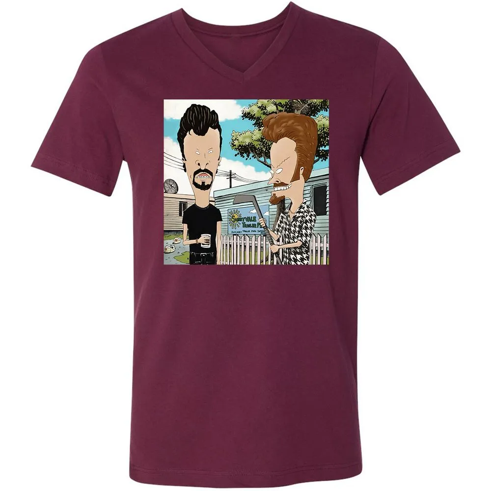 Unisex V-Neck T-Shirt - RGEPDWUW - Maroon - 6