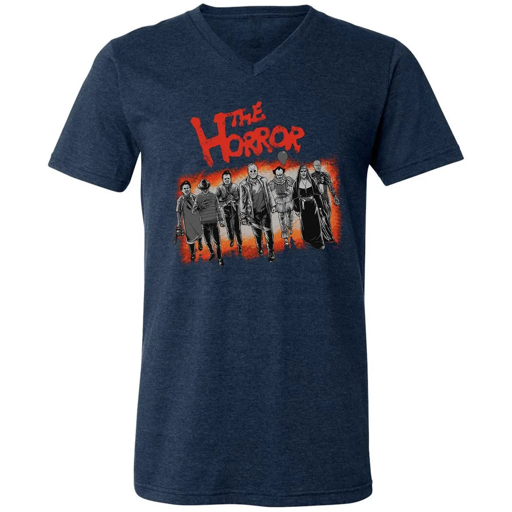 Unisex V-Neck T-Shirt - 8DR5U29R - Heather Navy - 15