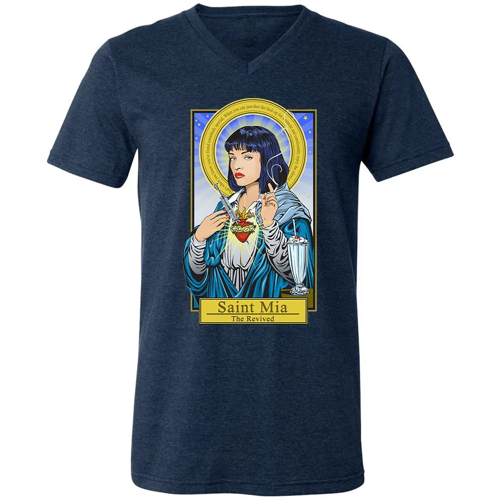 Unisex V-Neck T-Shirt - 1NZ6XVTB - Heather Navy - 15