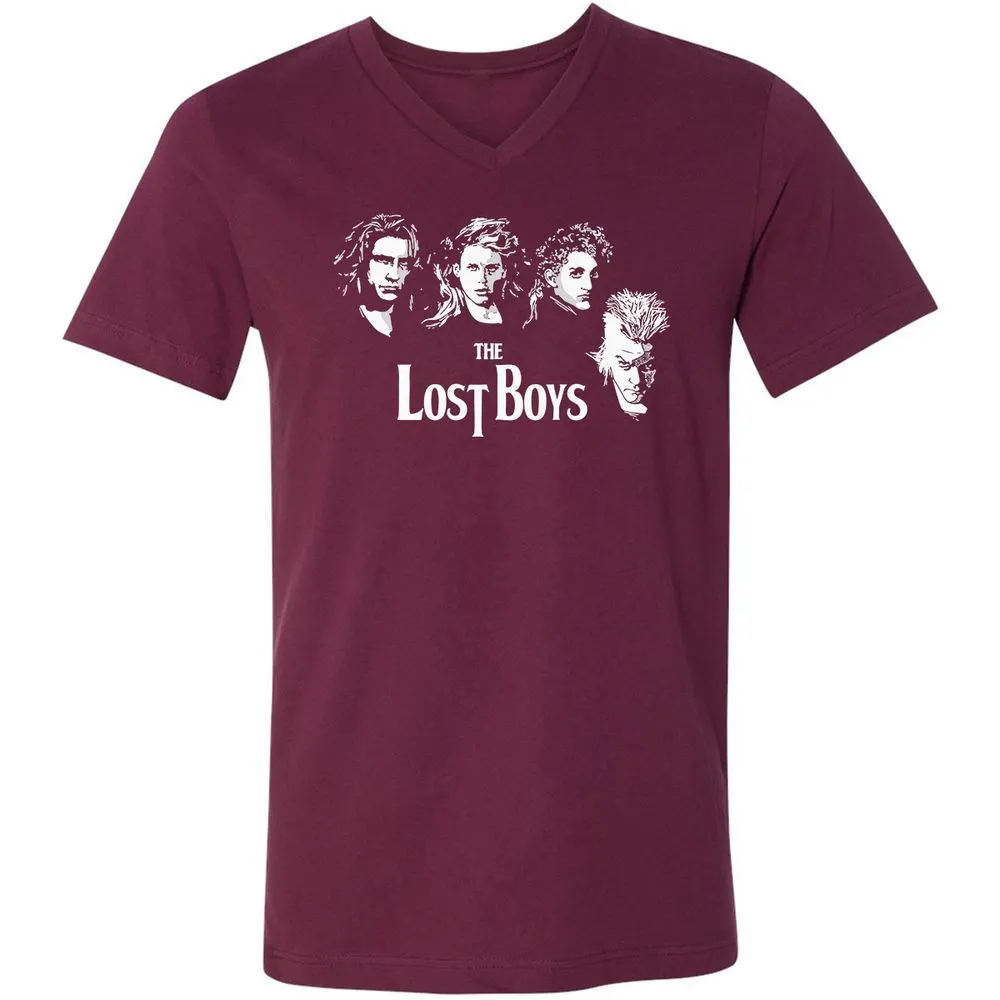 Unisex V-Neck T-Shirt - LMQCAUZQ - Maroon - 6