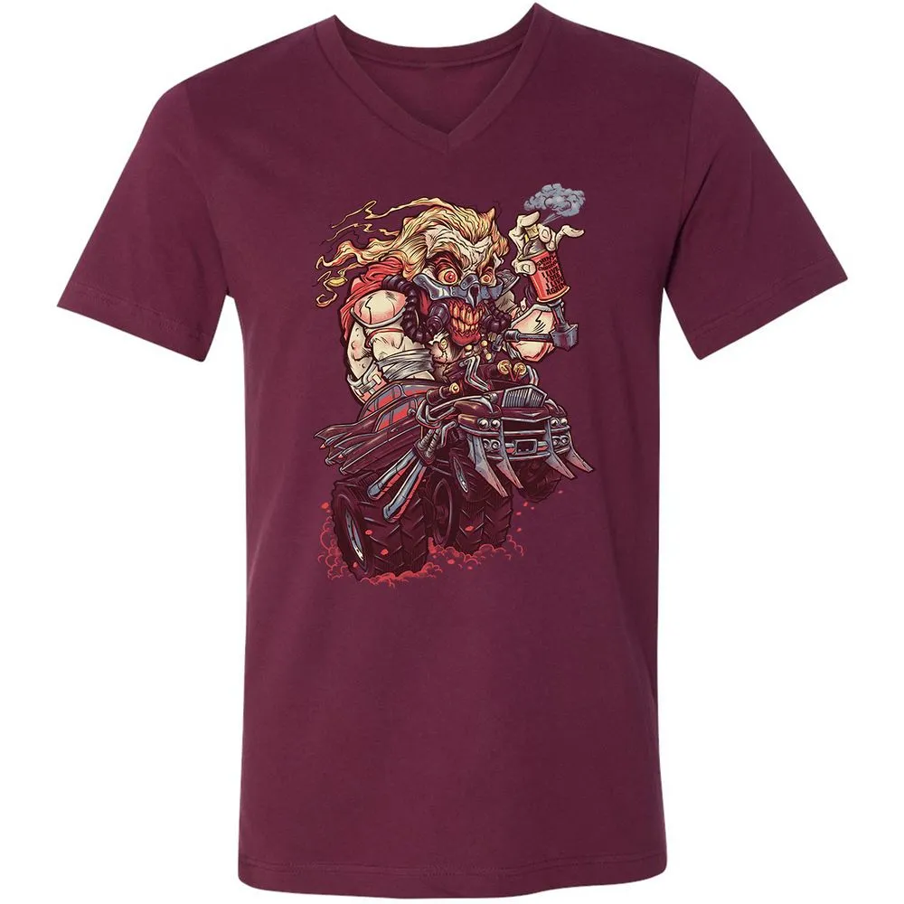 Unisex V-Neck T-Shirt - HW6J1GAG - Maroon - 6