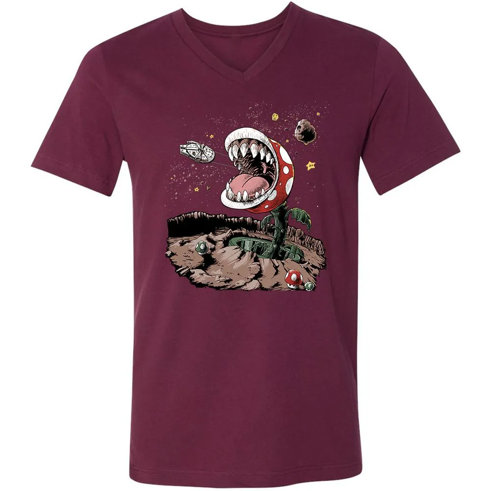 Unisex V-Neck T-Shirt - 5JBQEE7N - Maroon - 6