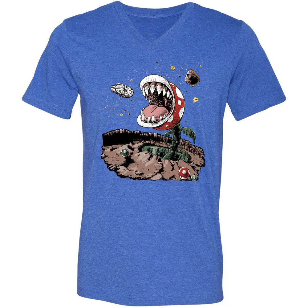 Unisex V-Neck T-Shirt - 5JBQEE7N - Heather True Royal - 14