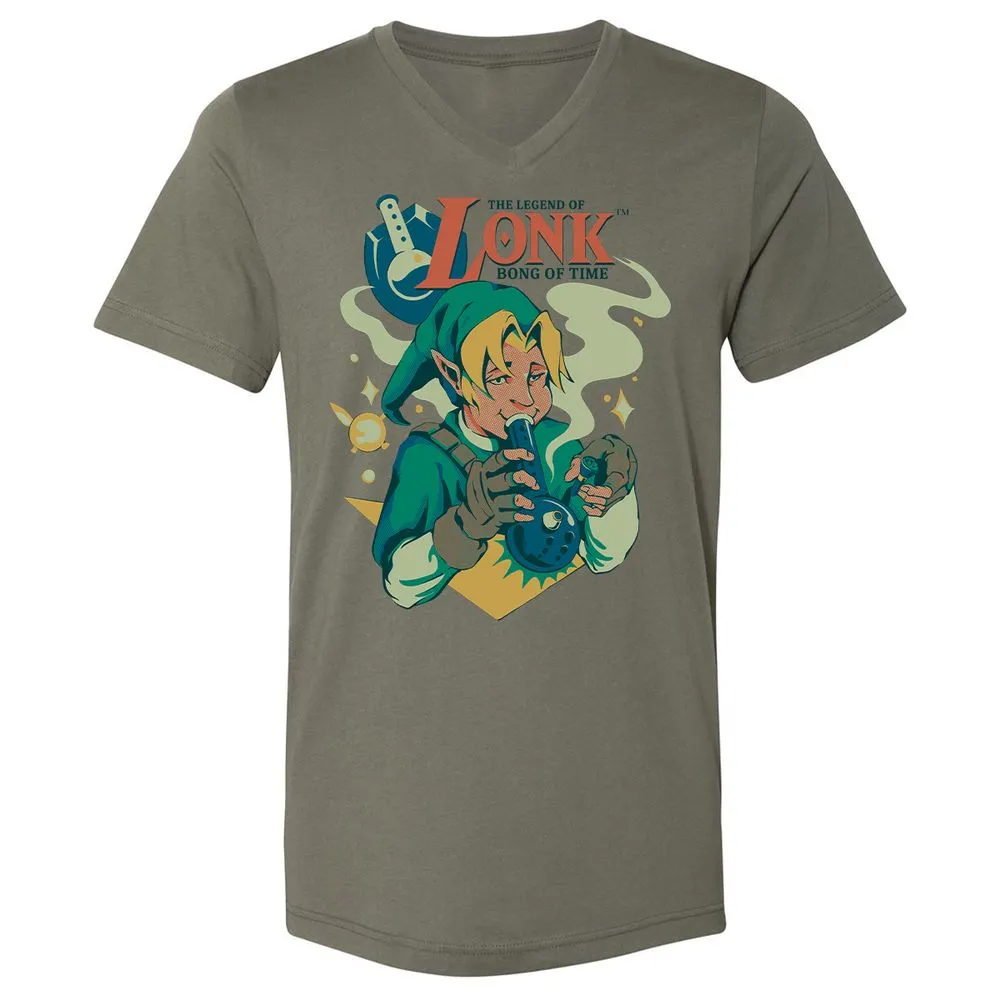 Unisex V-Neck T-Shirt - B98JACLR - Military Green - 10
