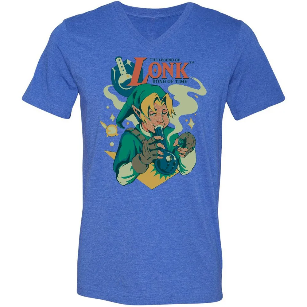 Unisex V-Neck T-Shirt - B98JACLR - Heather True Royal - 14