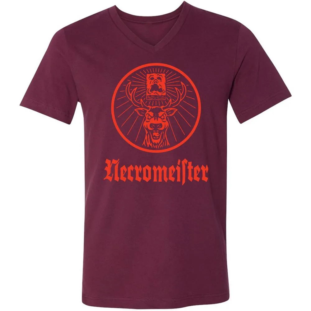 Unisex V-Neck T-Shirt - TVZFM4XH - Maroon - 6