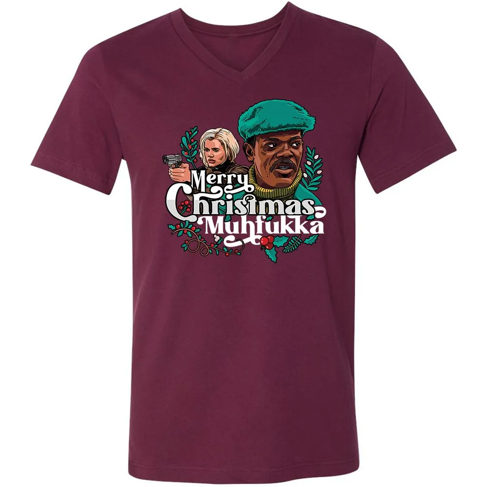 Unisex V-Neck T-Shirt - PVQ6LE66 - Maroon - 6