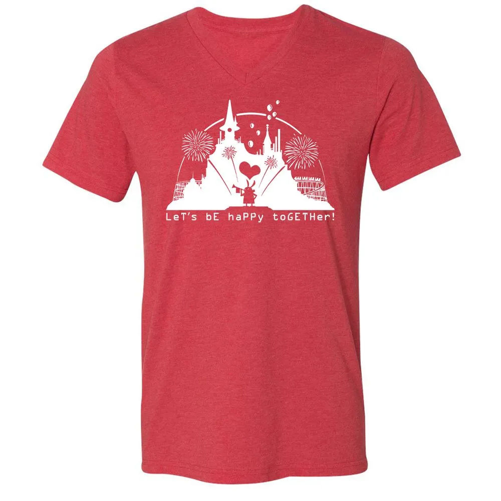Unisex V-Neck T-Shirt - LAQ3359G - Heather Red - 16