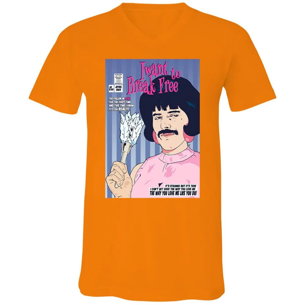 Unisex V-Neck T-Shirt - GGVQ9WXT - Orange - 11