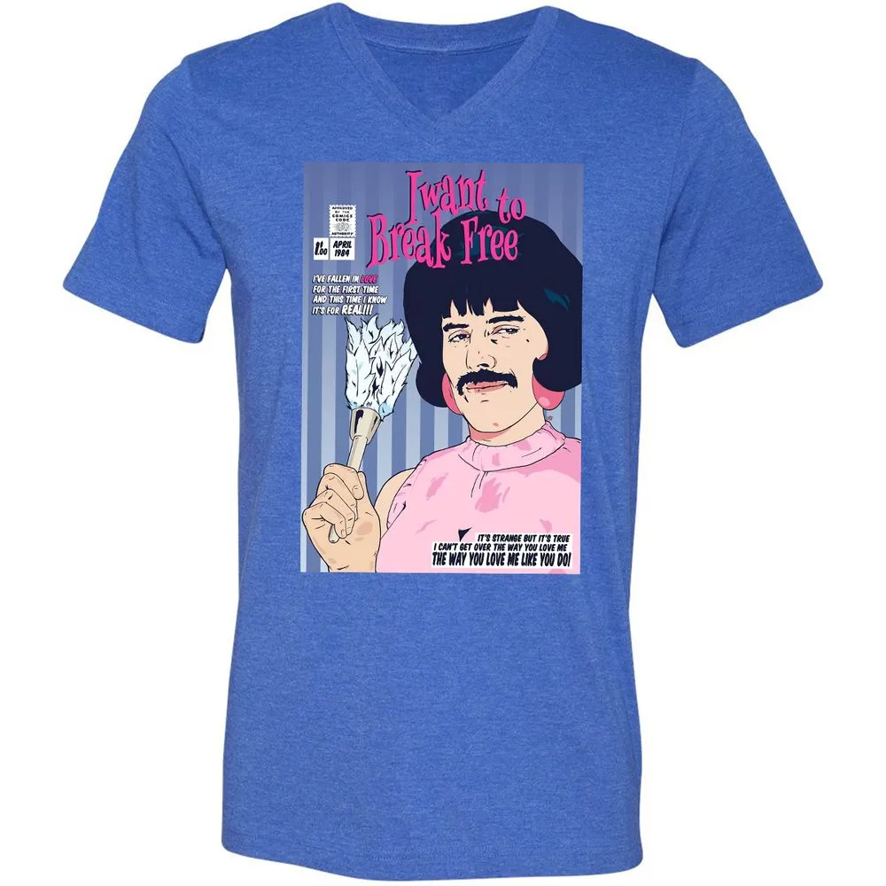 Unisex V-Neck T-Shirt - GGVQ9WXT - Heather True Royal - 14