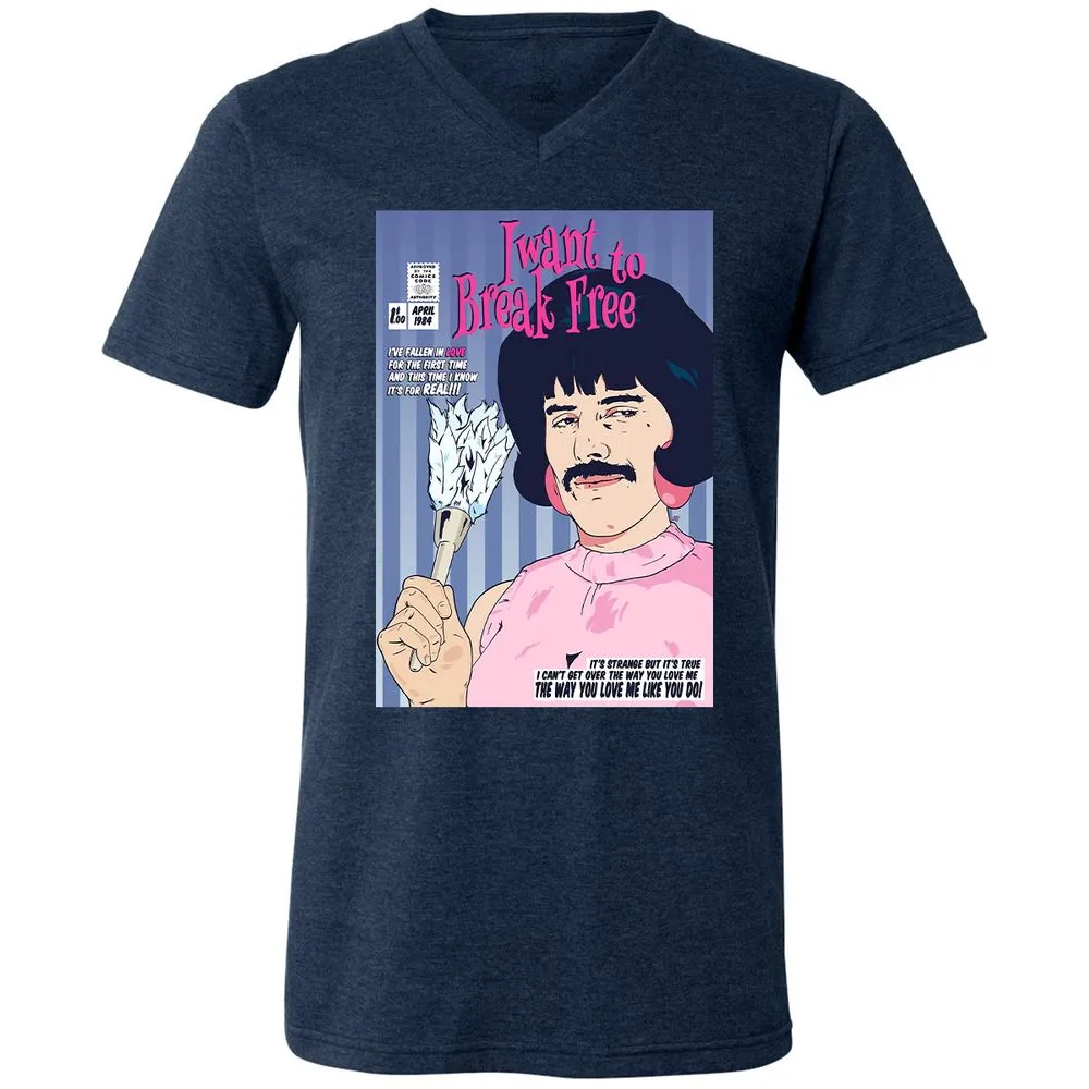 Unisex V-Neck T-Shirt - GGVQ9WXT - Heather Navy - 15