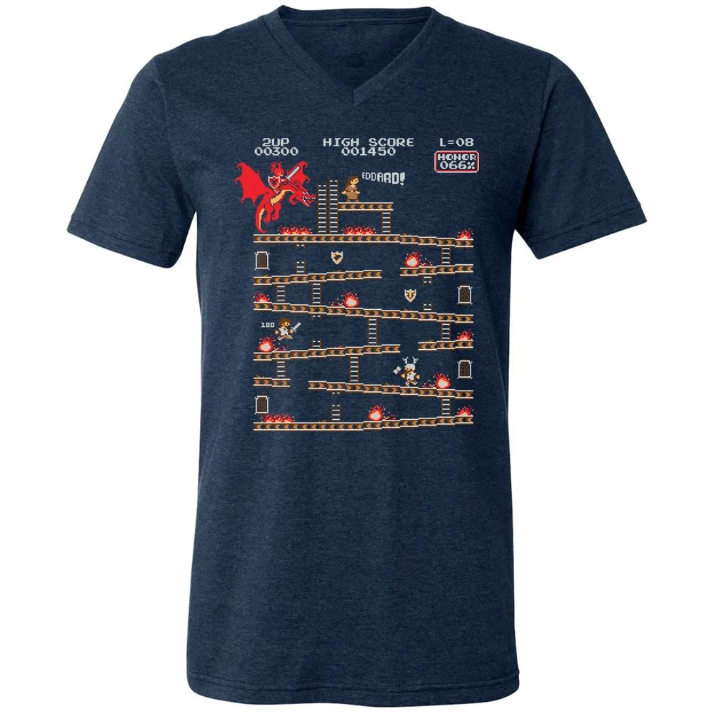 Unisex V-Neck T-Shirt - YJNM7NTU - Heather Navy - 15
