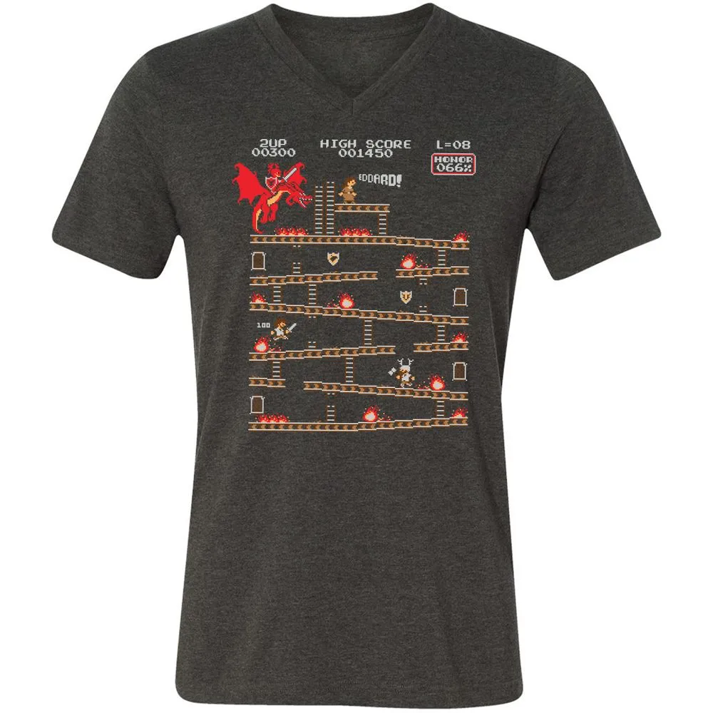 Unisex V-Neck T-Shirt - YJNM7NTU - Dark Grey Heather - 8