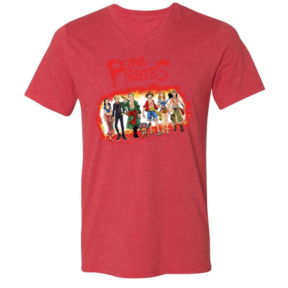 Unisex V-Neck T-Shirt - 9A2C7QK4 - Heather Red - 16