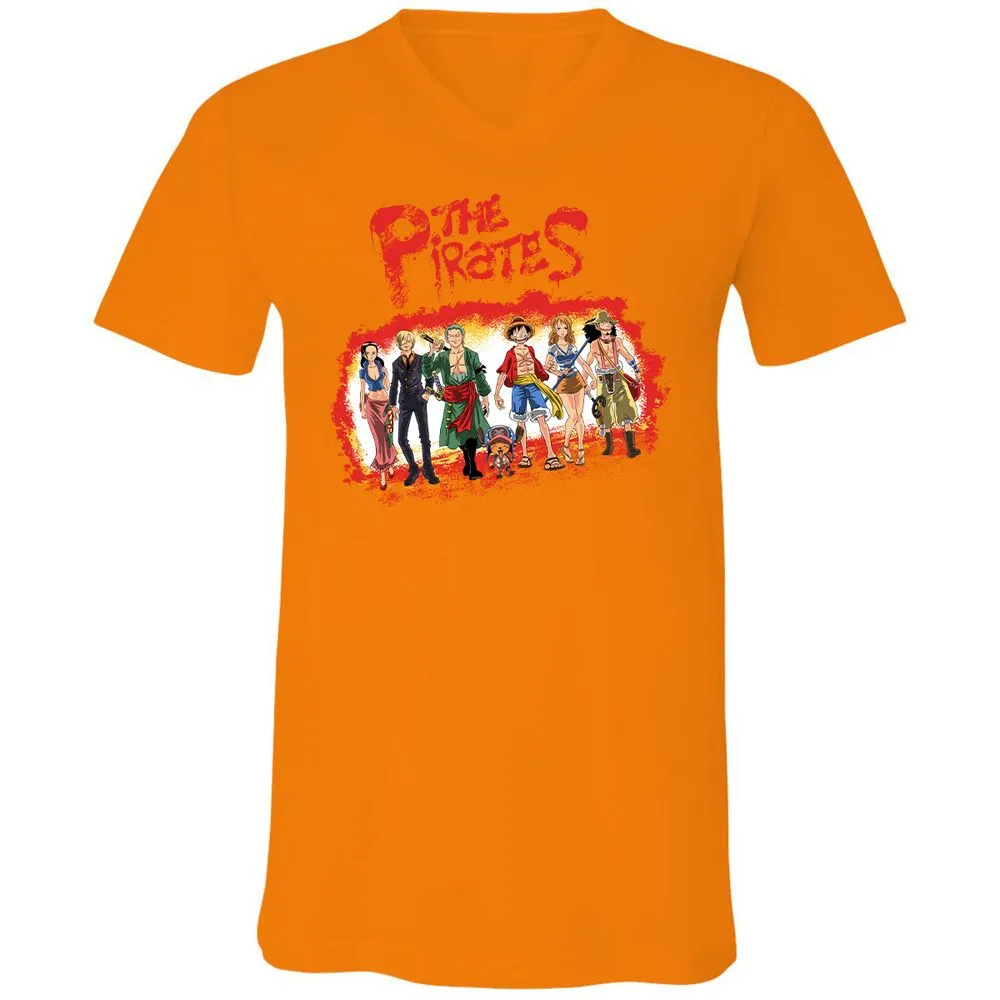 Unisex V-Neck T-Shirt - 9A2C7QK4 - Orange - 11