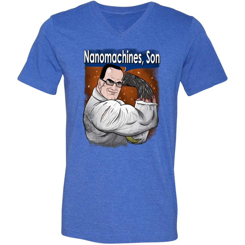 Unisex V-Neck T-Shirt - C4NWJQAN - Heather True Royal - 14