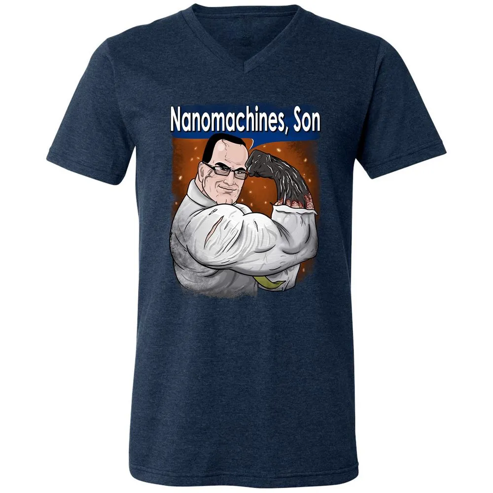 Unisex V-Neck T-Shirt - C4NWJQAN - Heather Navy - 15