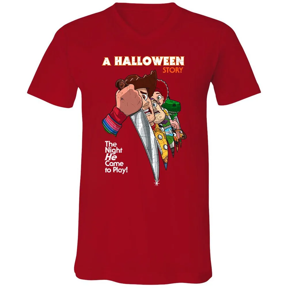 Unisex V-Neck T-Shirt - Q8ZWRSSV - Red - 3