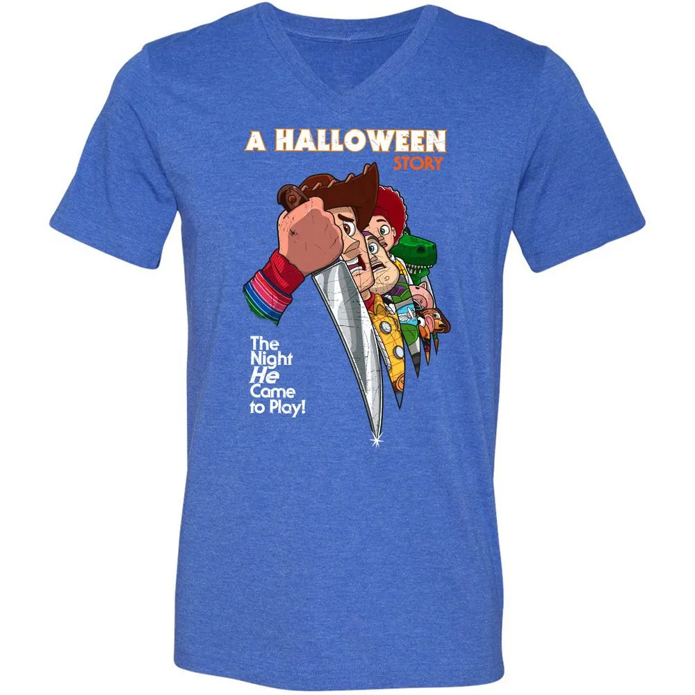Unisex V-Neck T-Shirt - Q8ZWRSSV - Heather True Royal - 14